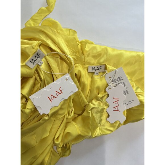 JAAF Ruffled Silk Maxi Dress in Lemon Yellow - Picture 5 of 5